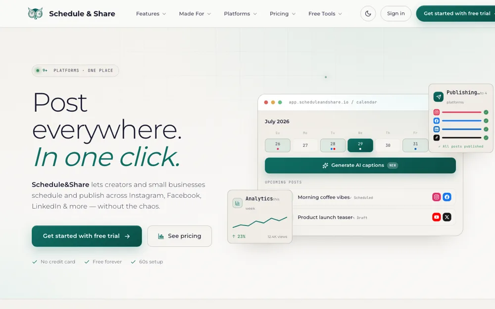 Schedule & Share — live product preview